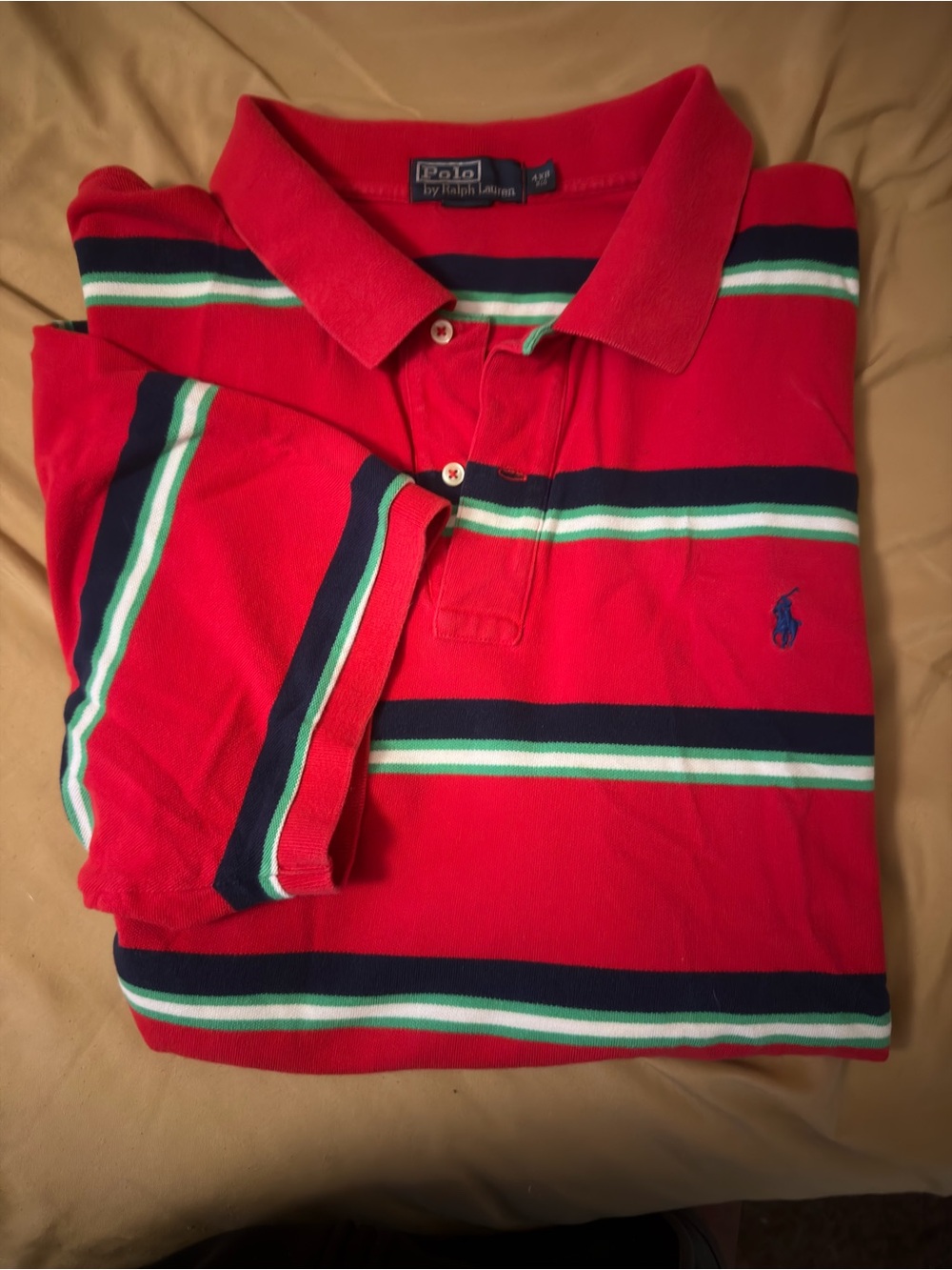 Polo by Ralph Lauren Red Navy Green Striped Short-Sleeve Polo